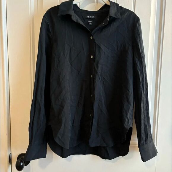Madewell Black collared relaxed fit blouse size Medium in EUC! - Picture 6 of 12
